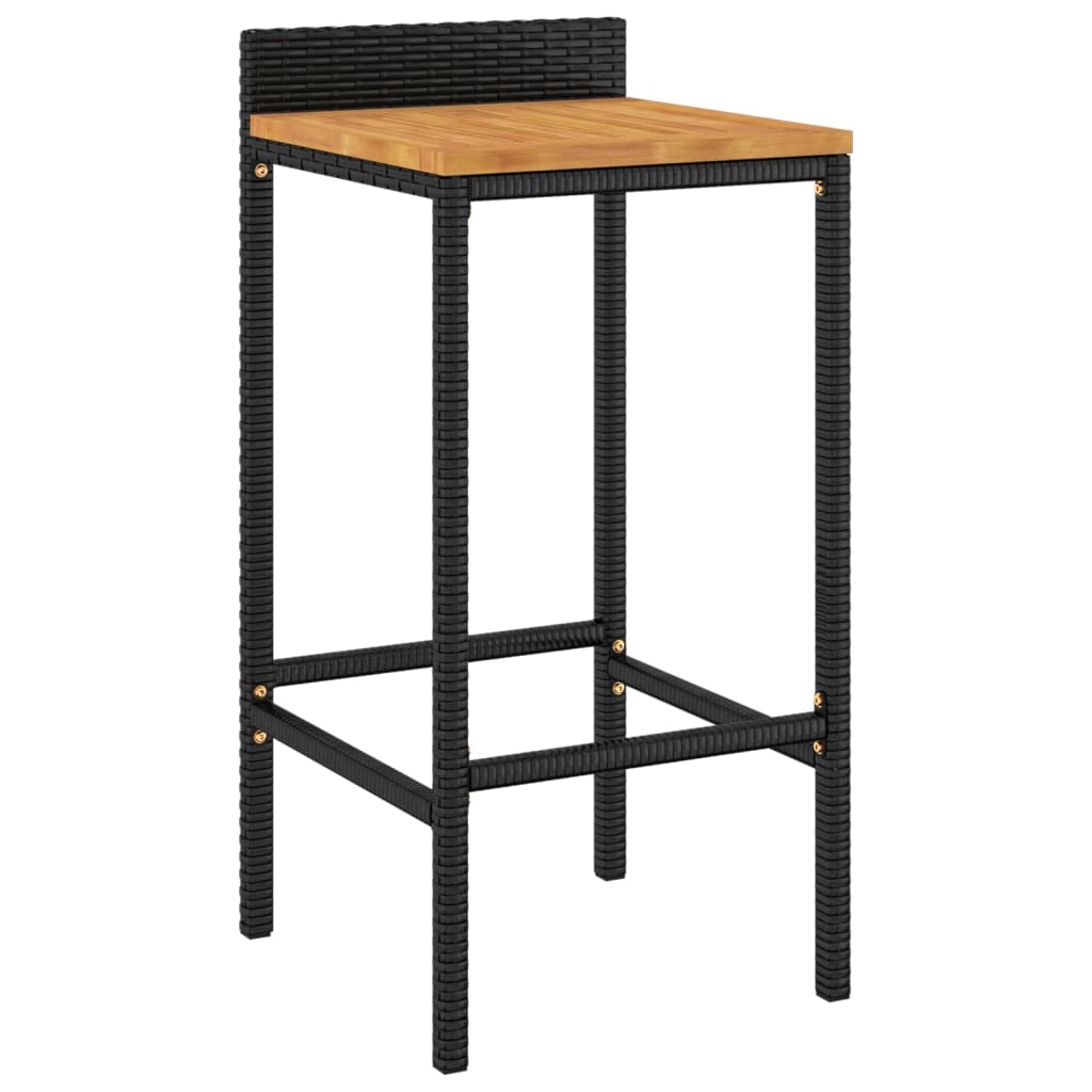 Taburetes Altos 4 Uds Madera De Acacia Y Ratán Sintético Negro_1