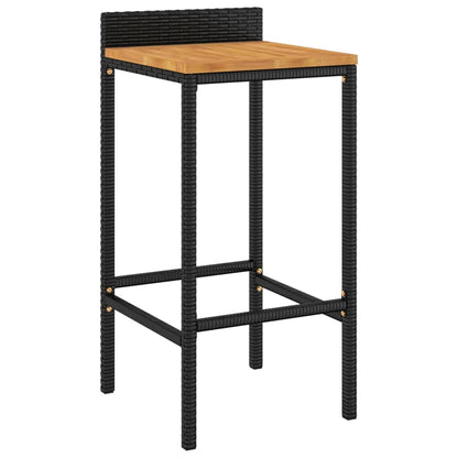 Taburetes Altos 4 Uds Madera De Acacia Y Ratán Sintético Negro_1