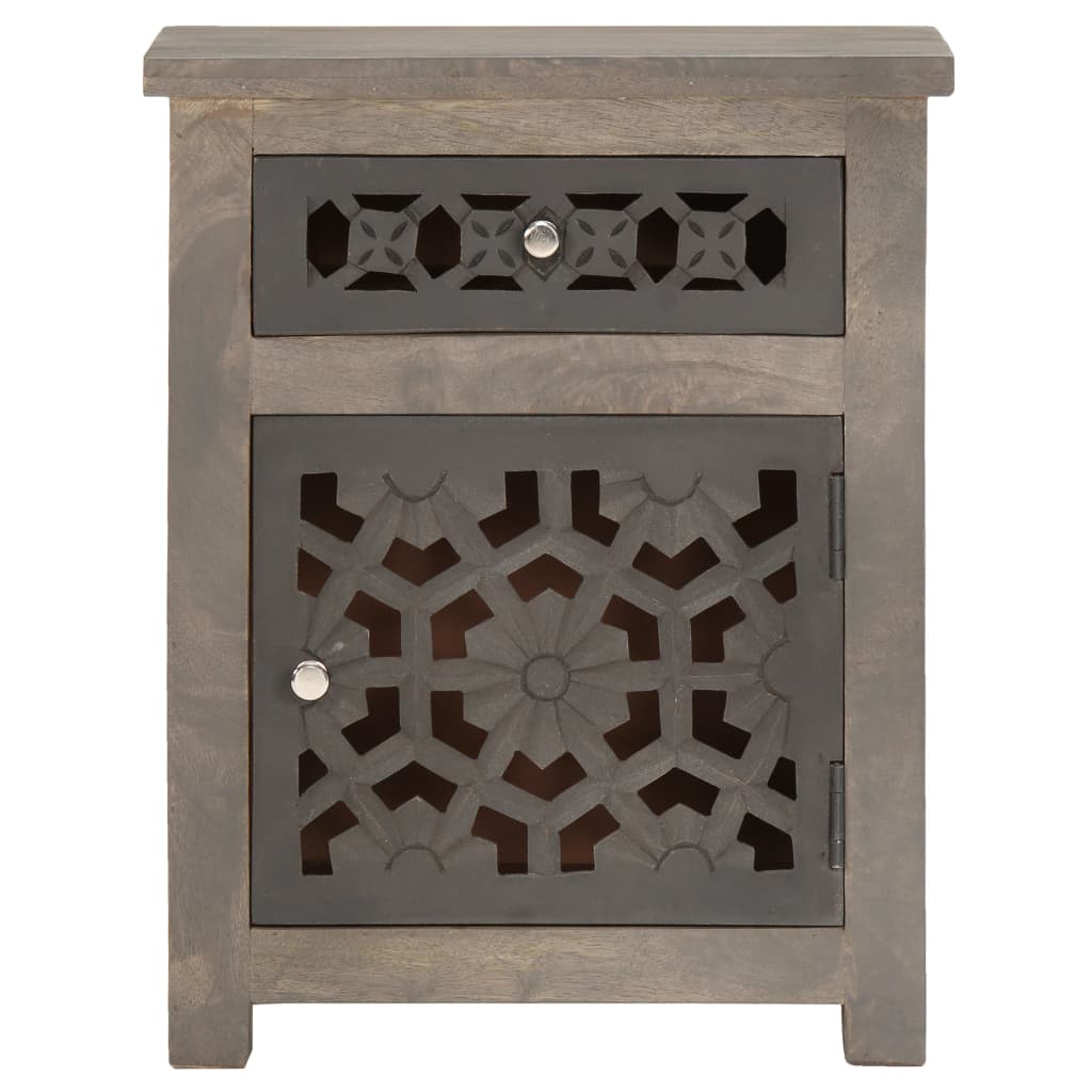 Mesita De Noche De Madera Maciza De Mango 40x30x50 Cm_0