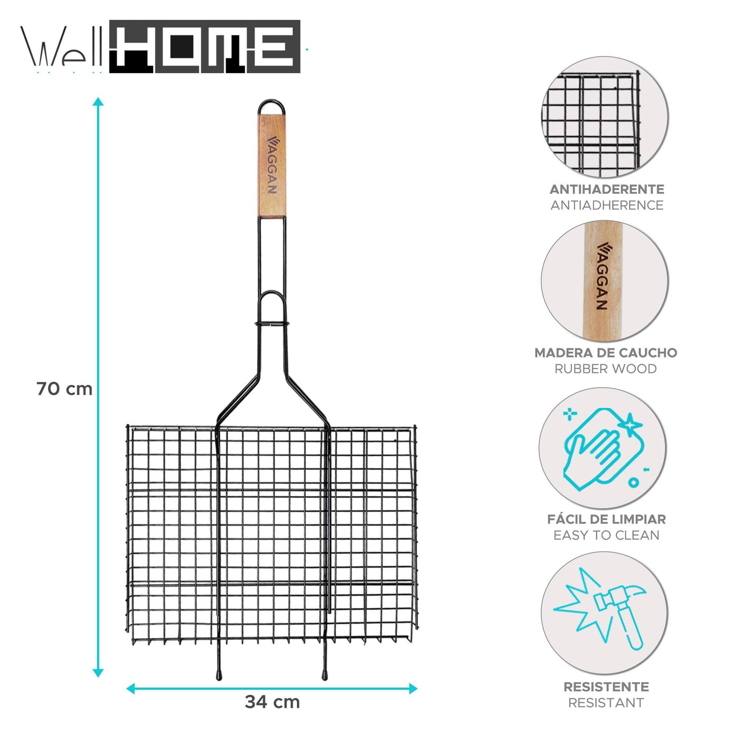 Well Home - Parrilla Para Hamburguesas Negra Antiadherente