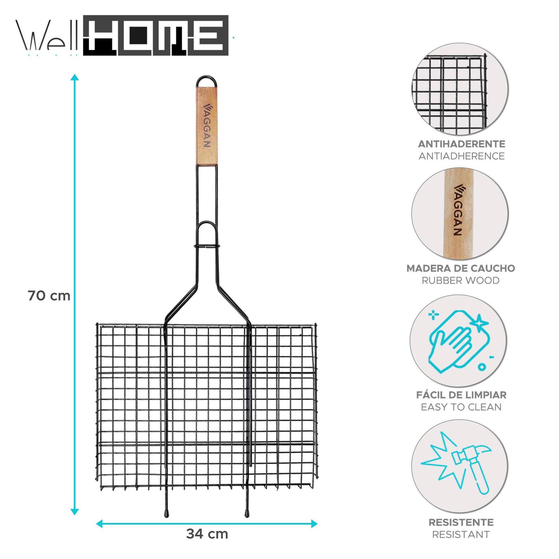 Well Home - Parrilla Para Hamburguesas Negra Antiadherente