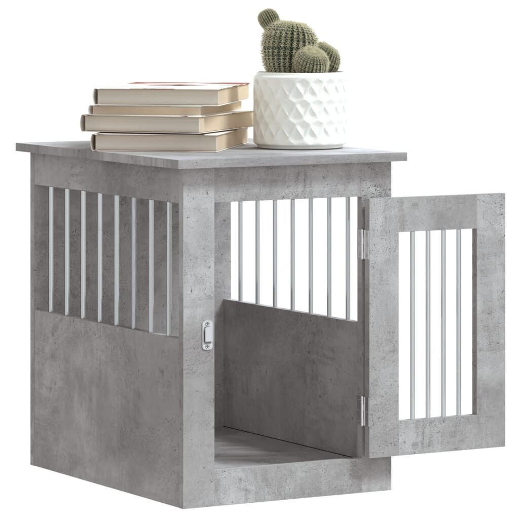 Vidaxl Jaula Para Perros Madera Ingeniería Gris Hormigón 45x62x59 Cm_4