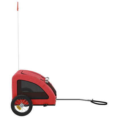 Vidaxl Remolque De Bicicleta Mascotas Hierro Tela Oxford Rojo_5