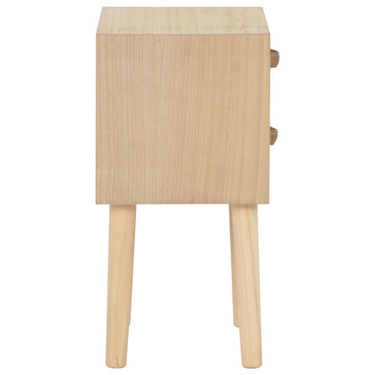 Mesita De Noche Con 2 Cajones Madera Maciza Pino 30x25x49,5 Cm_2