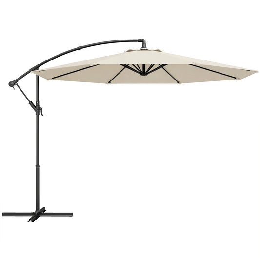 Outsunny Parasol Excéntrico Ø300 Cm Con Base Cruzada Toldo Ajustable Y Manivela_0