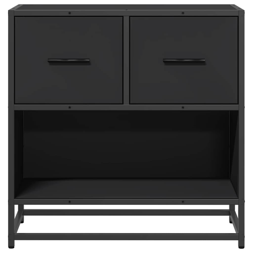 Mesilla De Noche Negra 60x31x60 Cm Madera Procesada Y Metal_3