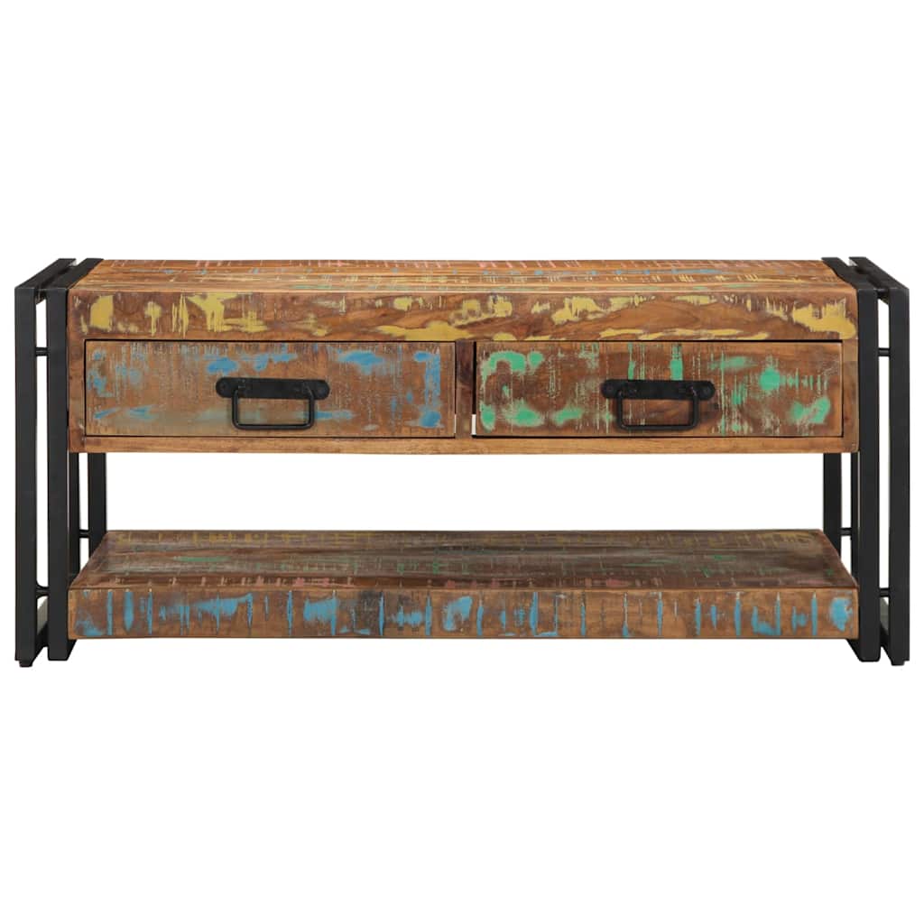 Mesa De Centro Multicolor 90x50x38 Cm Madera Maciza Reciclada_2
