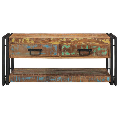 Mesa De Centro Multicolor 90x50x38 Cm Madera Maciza Reciclada_2