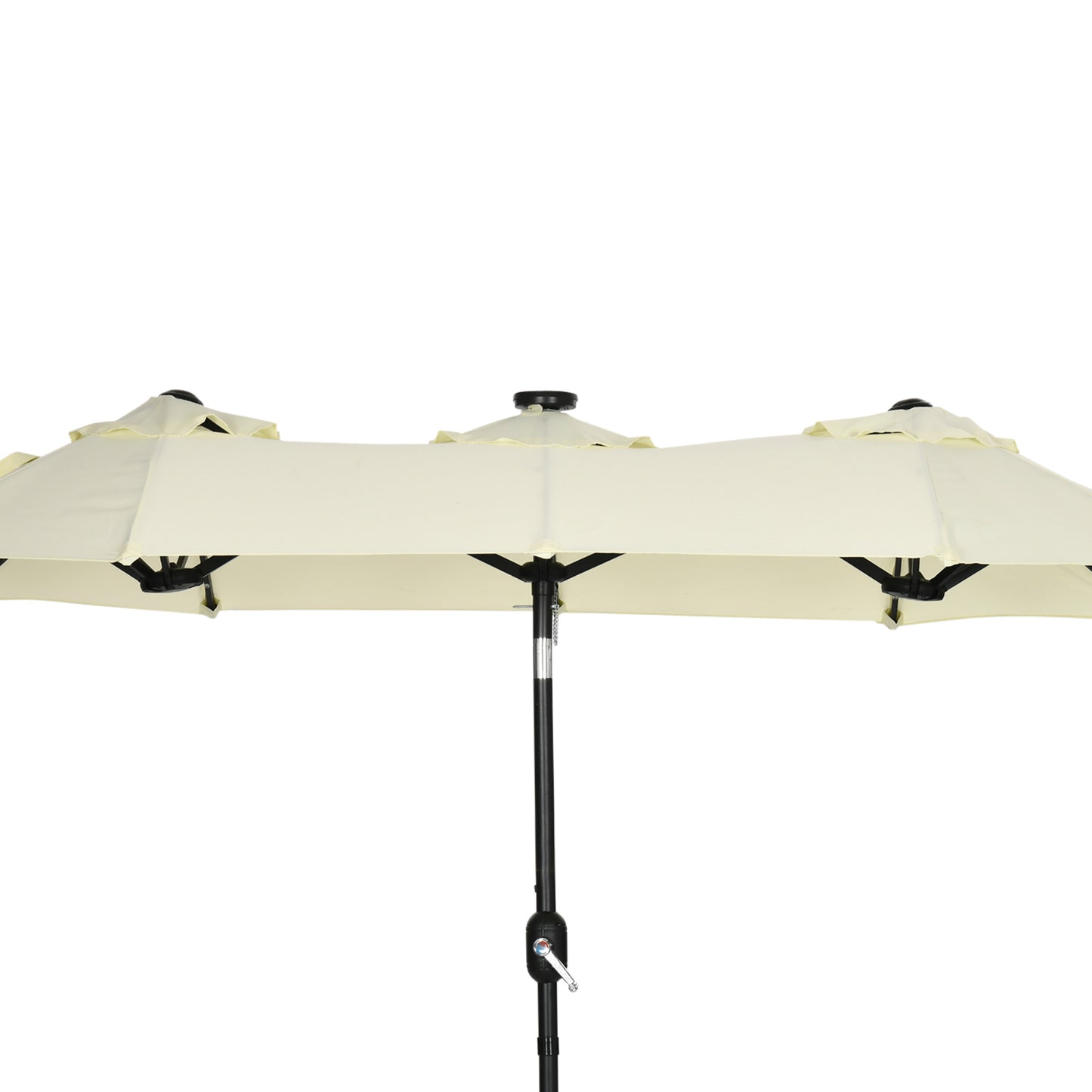 Outsunny Sombrilla Doble Con Luces Led 280x146x227 Cm Inclinación De 45° Beige_3