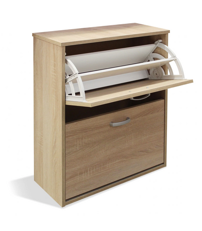Mueble Zapatero Eco De 2 Puertas Acabado Roble Cambrian, 61 Cm(ancho) 74 Cm(altura) 25 Cm(_2