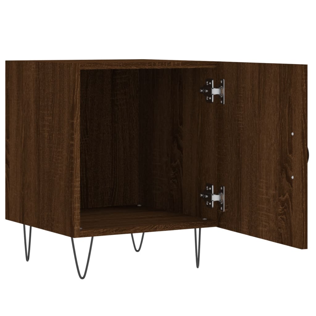Mesita De Noche Madera De Ingeniería Marrón Roble 40x40x50 Cm_3