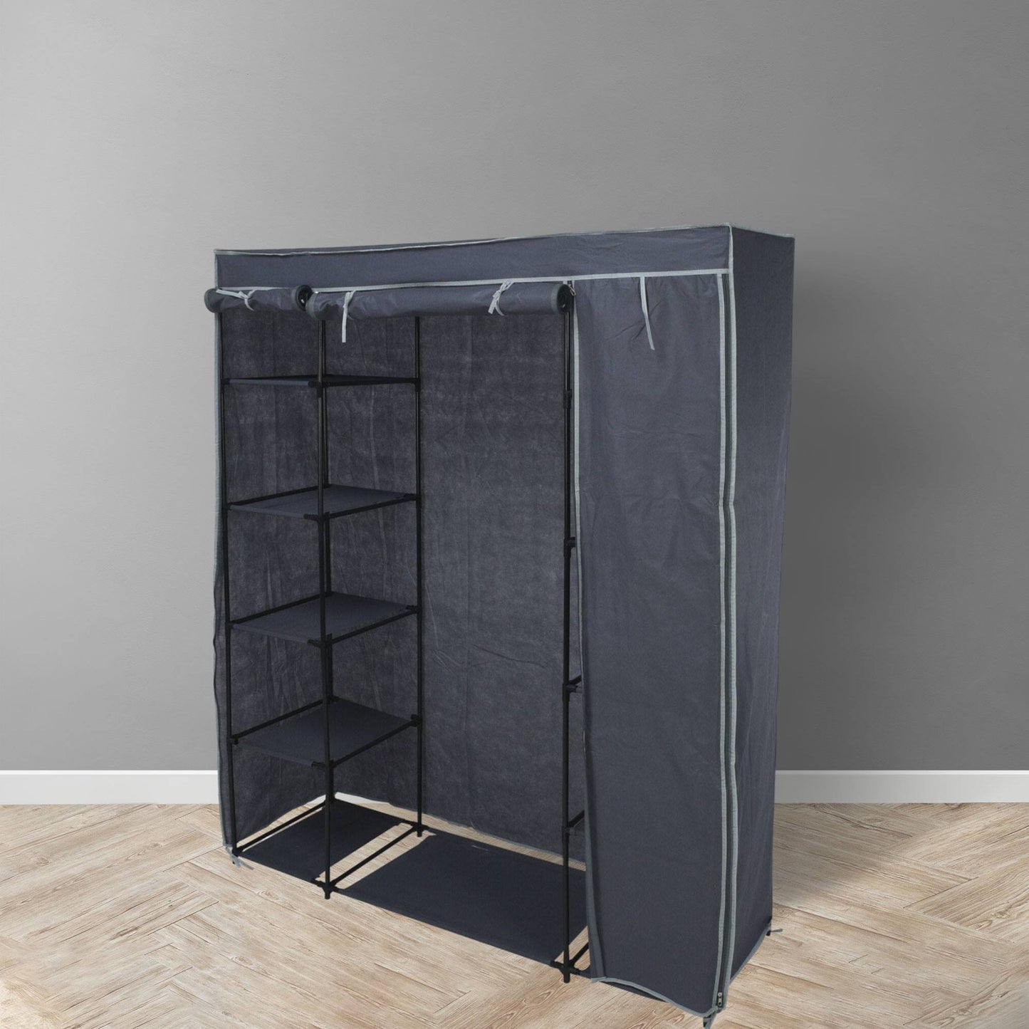 Well Home Armario De Almacenaje Camping Con Estantes Color Gris 141x45x167cm