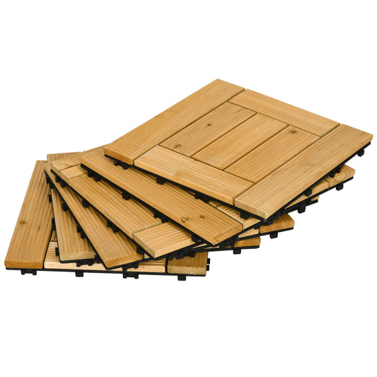 Outsunny Set De 27 Piezas Baldosas De Madera 30x30 Cm Área De 2,43m² Para Jardín_0