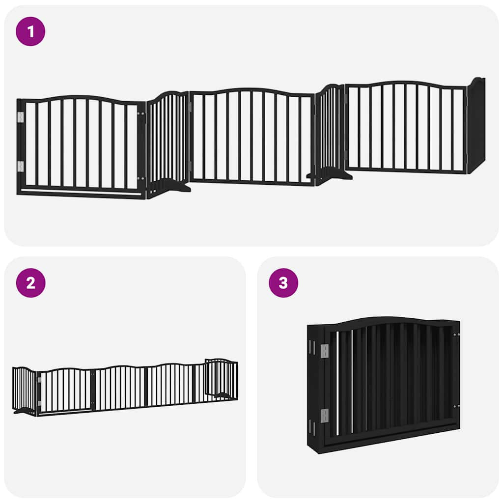 Vidaxl Puerta Para Perros Plegable 6 Paneles Madera Álamo Negra 480 Cm_4
