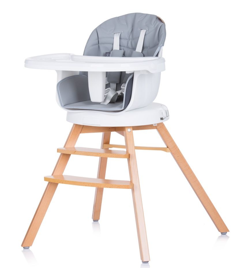 Trona Evolutiva 3 En 1 Con Patas De Madera Y Asiento De Polipiel Giratorio Rotto Platinum_0
