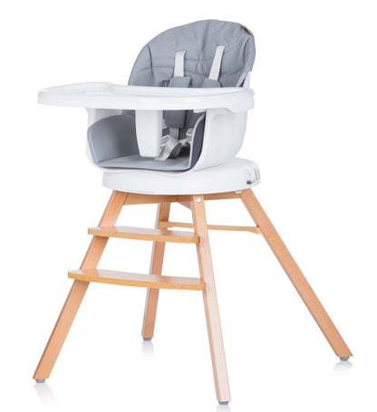 Trona Evolutiva 3 En 1 Con Patas De Madera Y Asiento De Polipiel Giratorio Rotto Platinum_0
