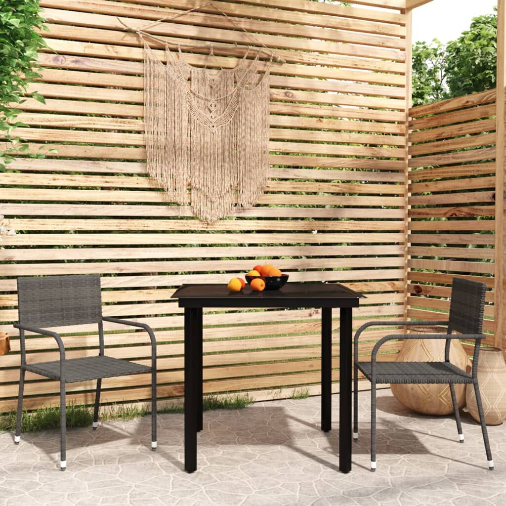 Vidaxl Juego De Comedor Para Jardín 3 Piezas Gris_1