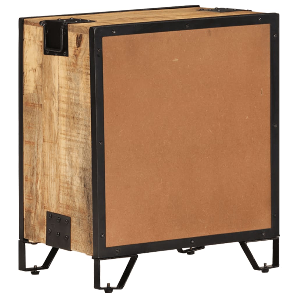 Mesita De Noche Madera Maciza De Mango Sin Tratar 43x30x51 Cm_3