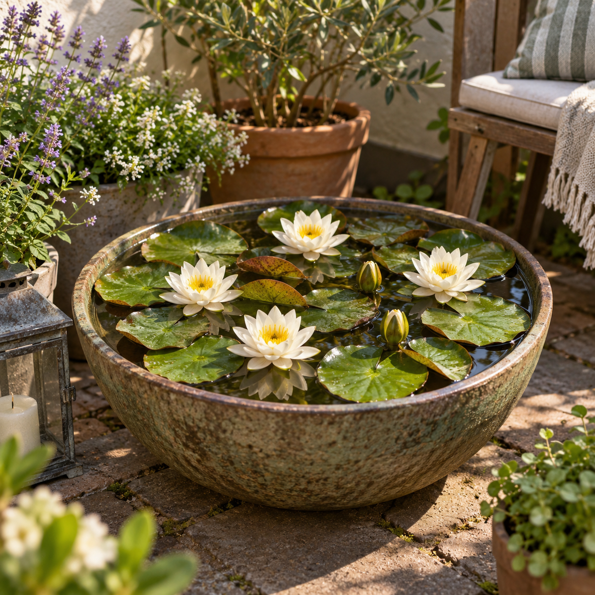 Nenúfar Enano Blanco - Nymphaea - 1x Nenúfar Multiflor Con Cesta_3
