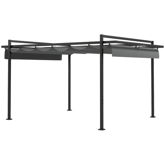 Outsunny Pérgola 3x4 M Con Techo Retráctil De Poliéster Gris Oscuro_0