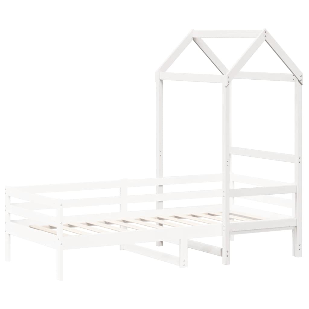 Techo De Cama Infantil Madera Maciza Blanco 118x70x176,5 Cm_2