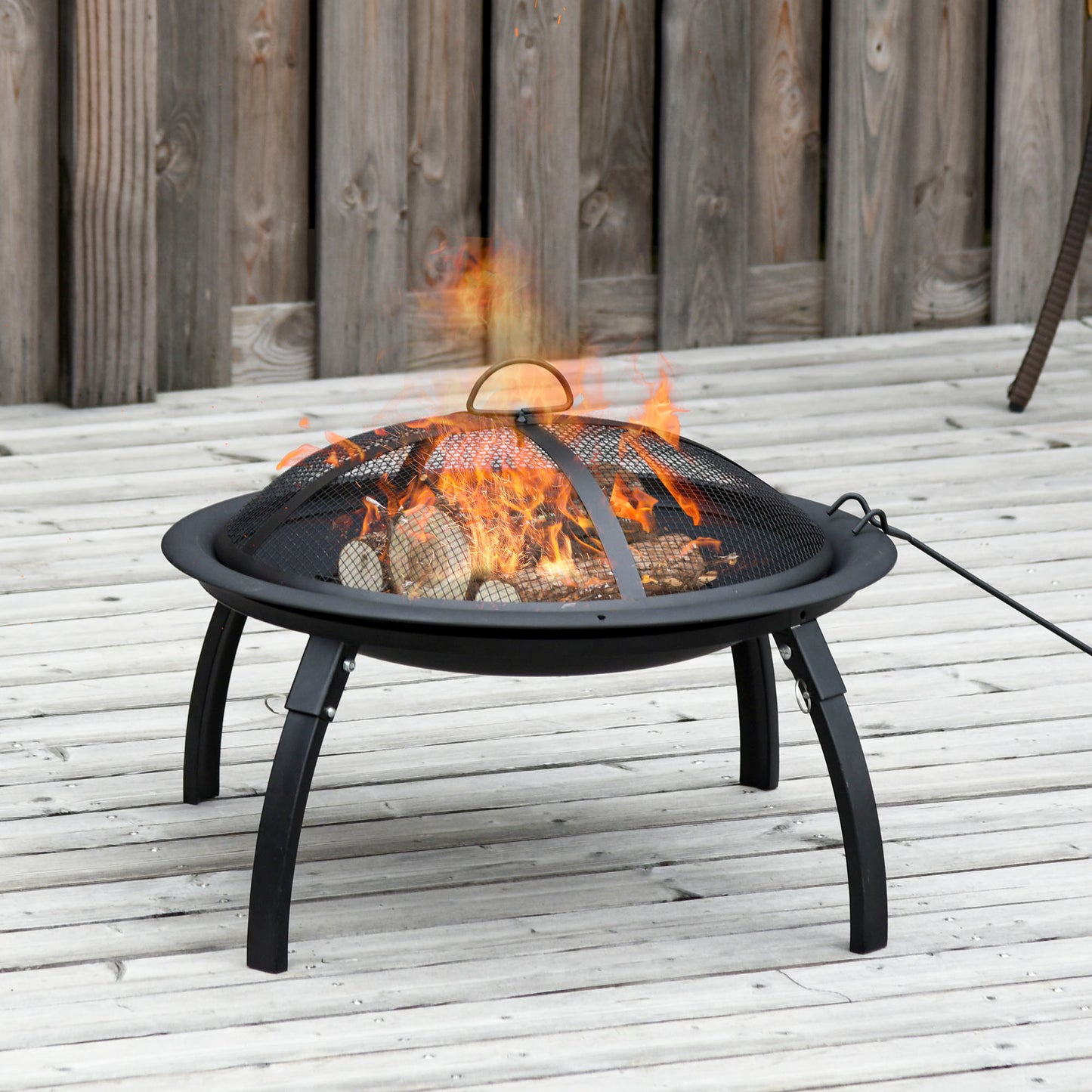 Outsunny Brasero Exterior Para Calefacción Barbacoa Terraza Patio Jardín Ø55 Cm_1