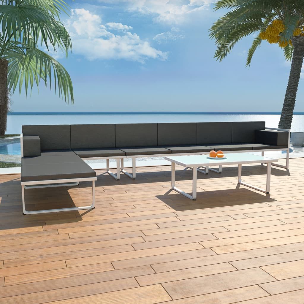 Vidaxl Set De Muebles De Jardín 5 Piezas Textilene Aluminio Negro_1