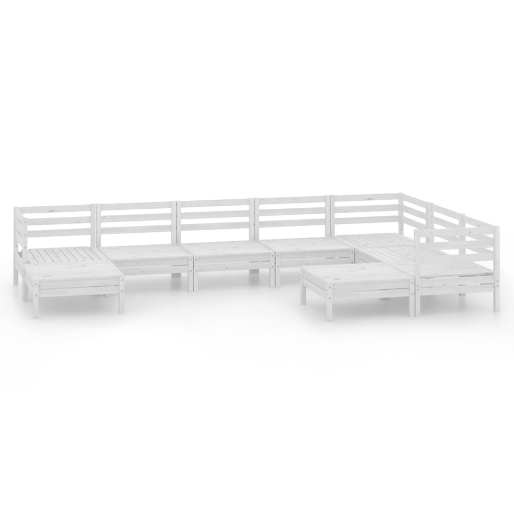 Vidaxl Juego De Muebles De Jardín 9 Piezas Madera Maciza Pino Blanco_0