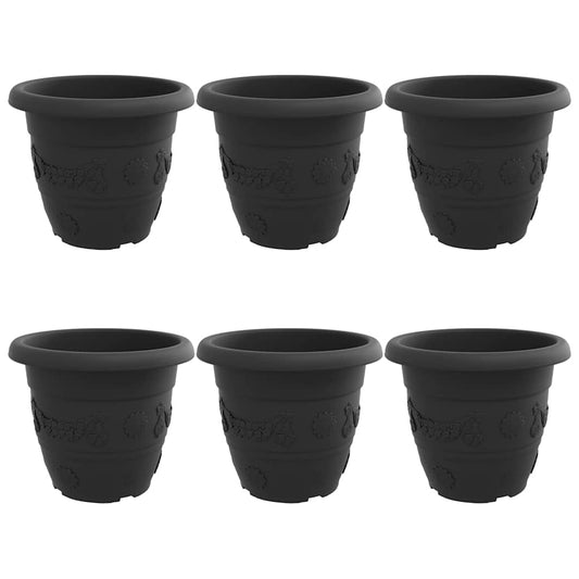 Maceta Redonda Para Flores 6 Pcs Negro Ø 34 X 28 Cm Plástico_0