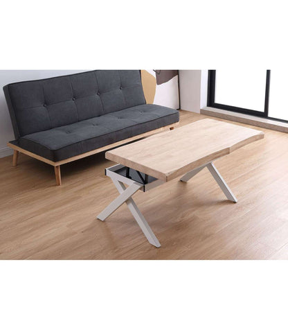 Mesa Centro Elevable Xena Tapa Con Forma Acabado Roble Nordish/blanco, 47cm(alto) 120 Cm(_1