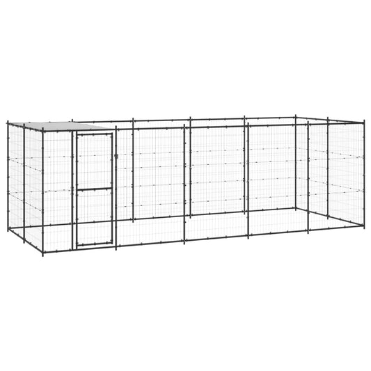 Vidaxl Perrera De Exterior De Acero Con Techo 12,1 M²_0