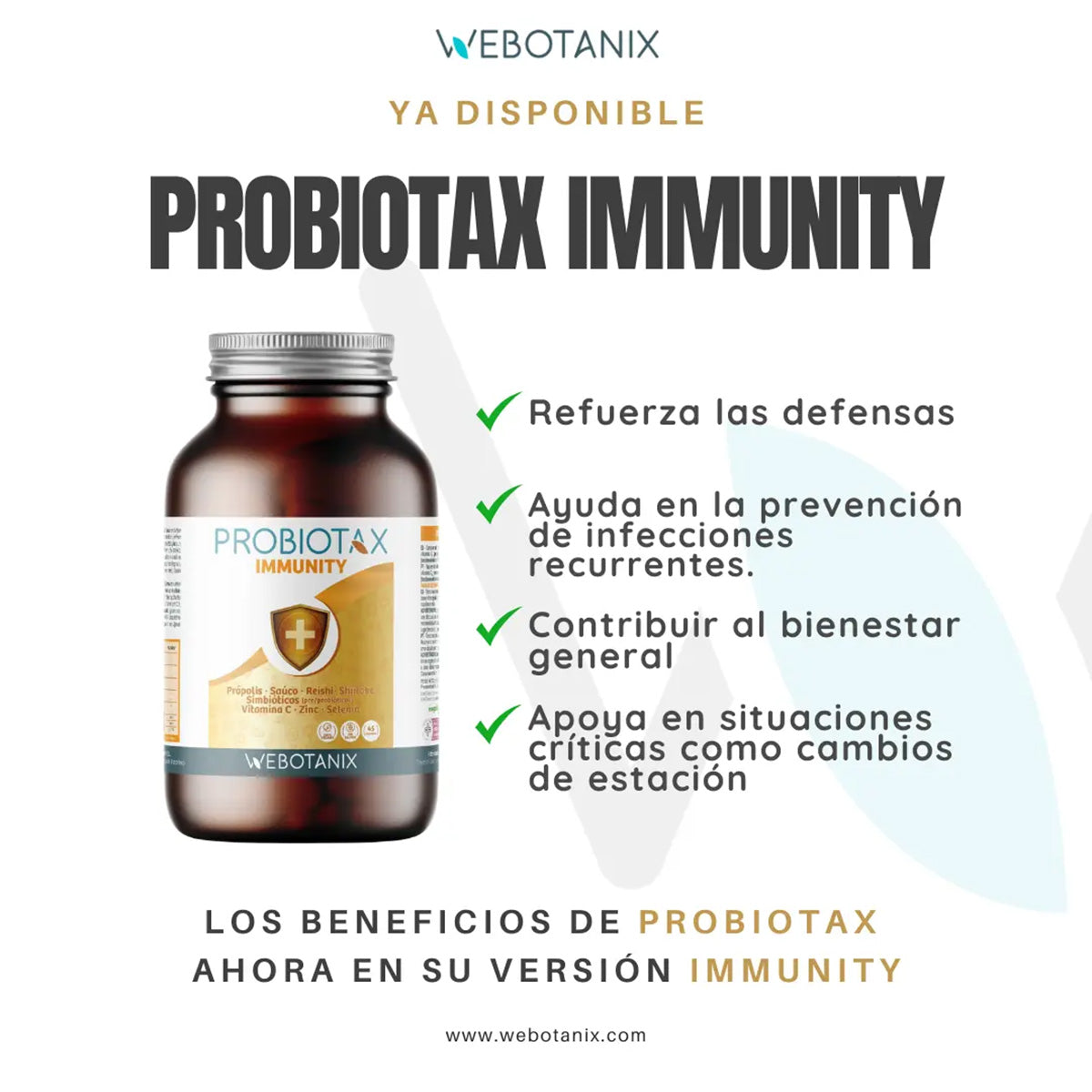 Probiotax Immunity Defensas WeBotanix 45 cápsulas