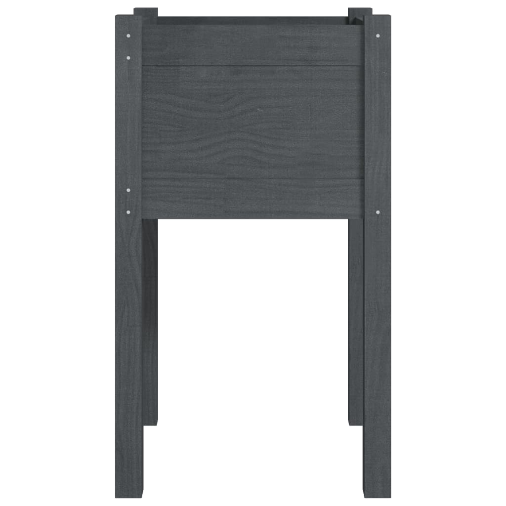 Jardineras 2 Unidades Madera Maciza De Pino Gris 40x40x70 Cm_4