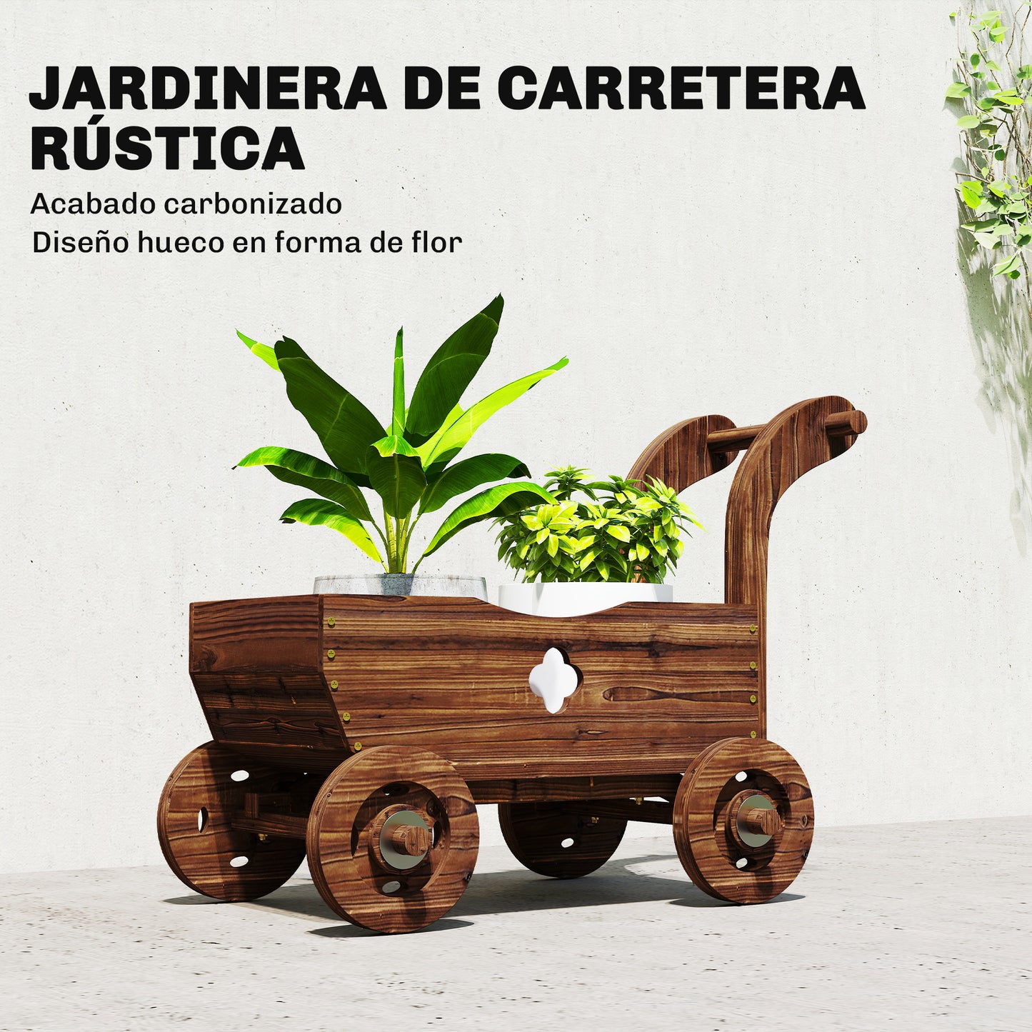 Outsunny Carretilla De Madera Decorativa_3