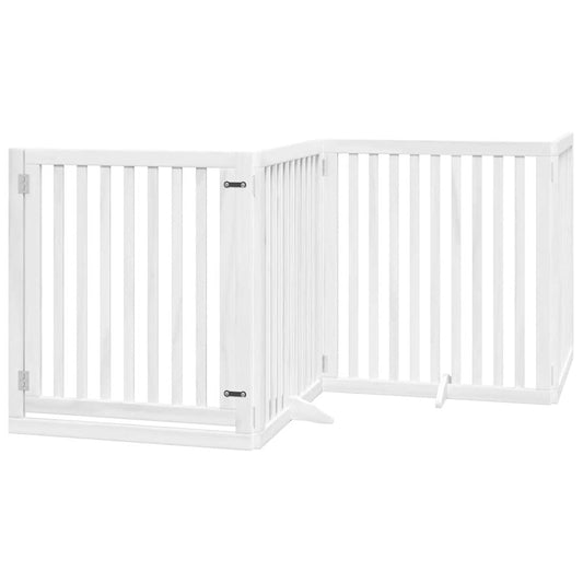 Vidaxl Puerta De Perros Plegable 8 Paneles Madera Álamo Blanca 640 Cm_0