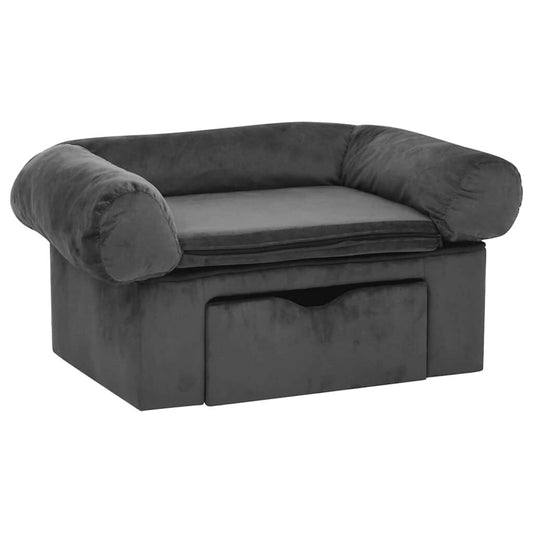 Vidaxl Sofá Para Perros Con Cajón Felpa Gris Oscuro 75x50x38 Cm_0