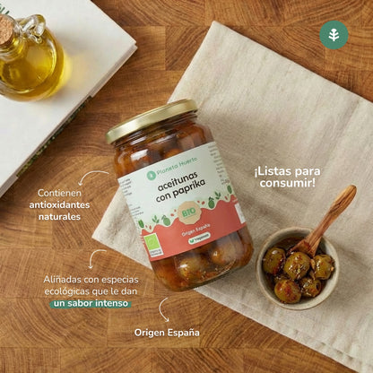 Aceitunas verdes con Paprika Eco Planeta Huerto 390 g