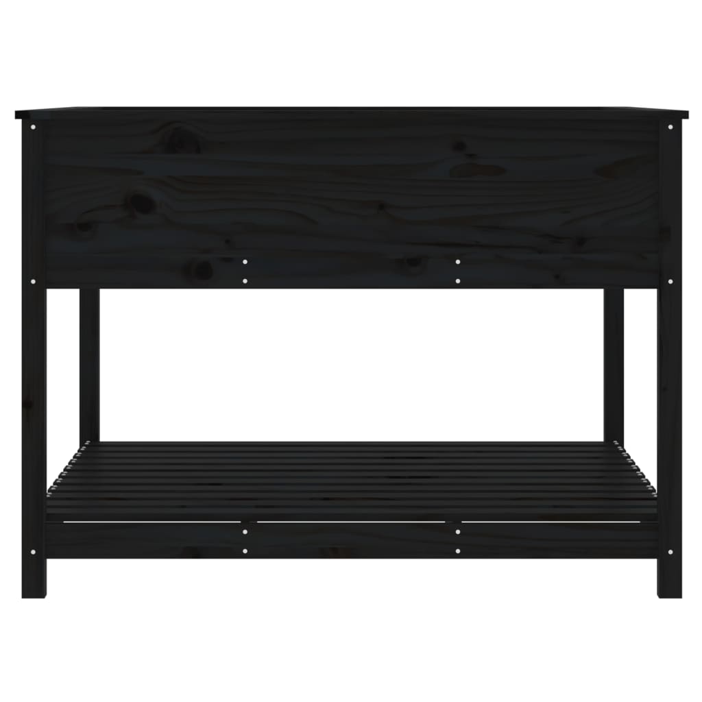 Jardinera Con Estante Madera Maciza Pino Negro 111,5x111,5x81cm_5