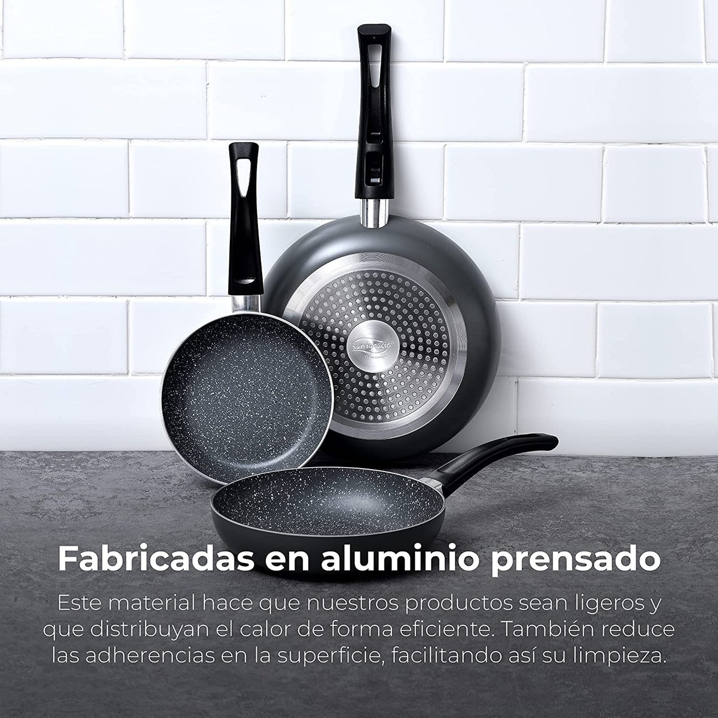 Juego De Bateria De Cocina 5pc alexia + Set 3 Sartenes (16/20/24cm) En Aluminio Prensado_4