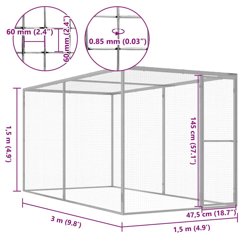 Vidaxl Jaula Para Gatos Acero Galvanizado 3x1,5x1,5 M_4