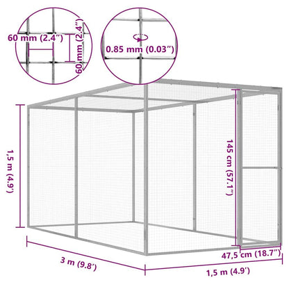 Vidaxl Jaula Para Gatos Acero Galvanizado 3x1,5x1,5 M_4