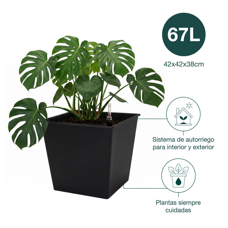 Maceta Con Autorriego De Polipropileno 67 L 42x42x38 Cm Hortalia_4