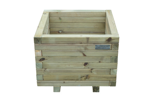 Jardinera Cuadrada  De Madera Tratada Autoclave De 50 X 50 X 40 Cm 67l Para Jardin,terraza,exterior + Bolsa Geotextil_0