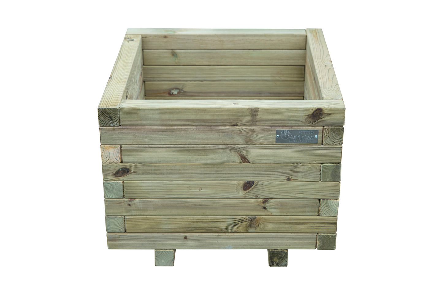 Jardinera Cuadrada  De Madera Tratada Autoclave De 50 X 50 X 40 Cm 67l Para Jardin,terraza,exterior + Bolsa Geotextil