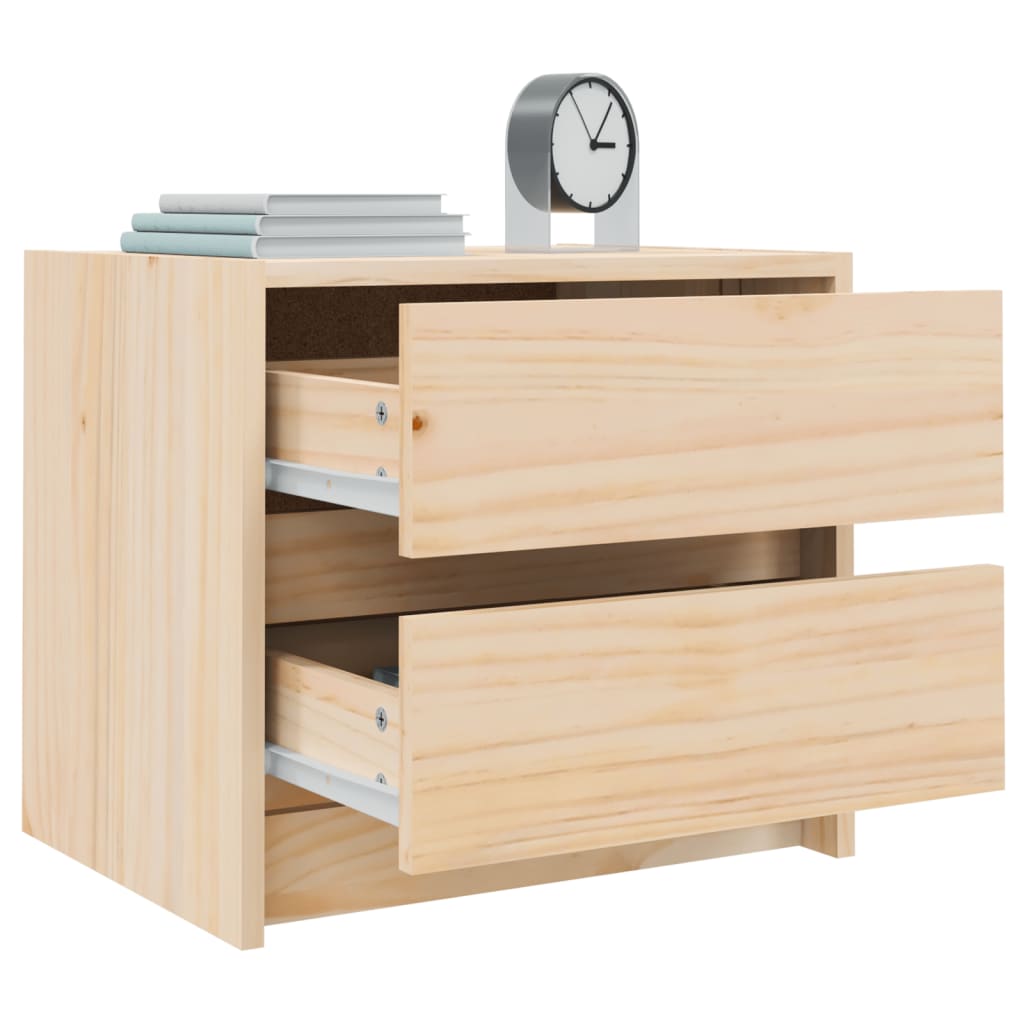 Mesita De Noche Madera Maciza De Pino 40x31x35,5 Cm_2