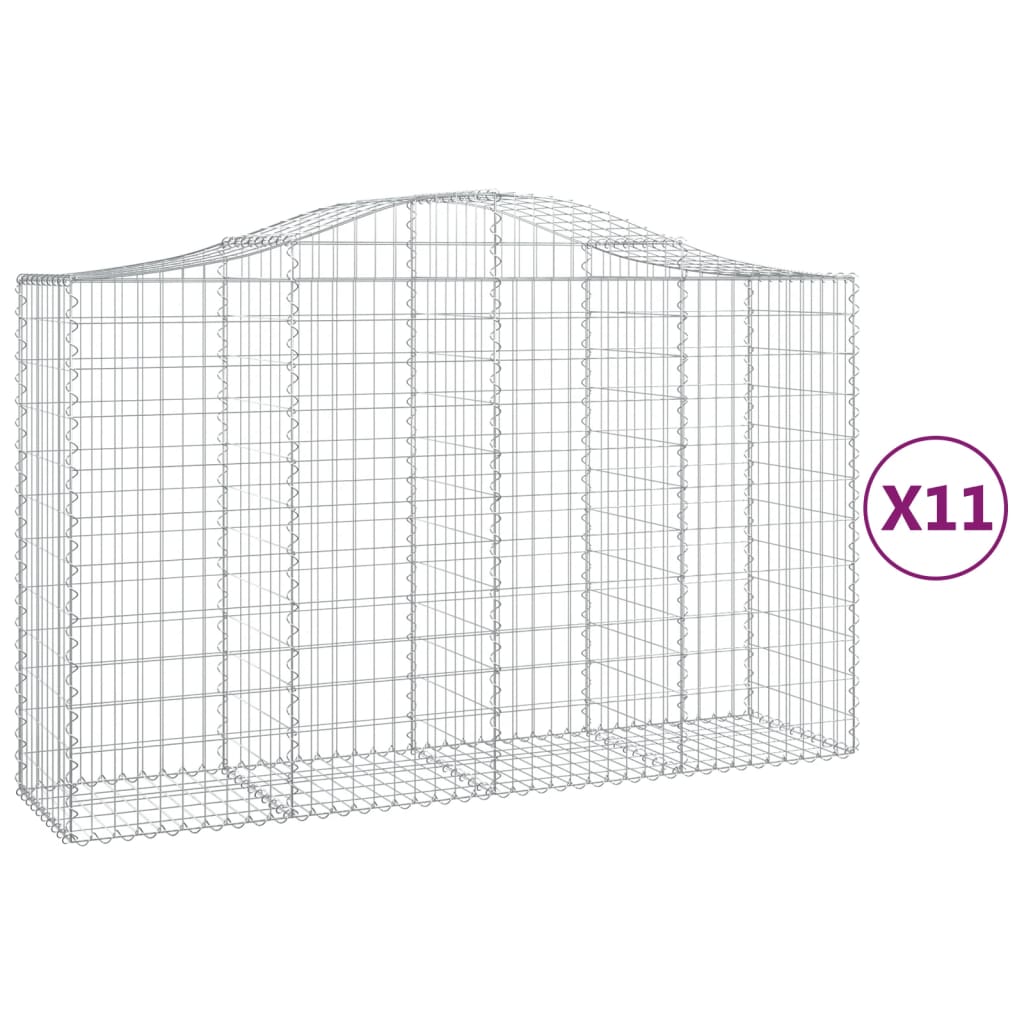 Cestas Gaviones 11 Uds Forma De Arco Hierro 200x50x120/140 Cm_0