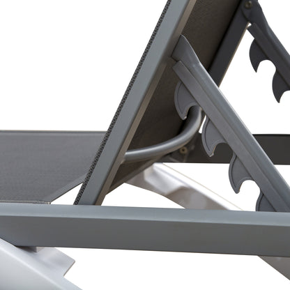 Outsunny Conjunto De 2 Tumbonas Reclinables De Aluminio 170x67,5x95 Cm Gris_4