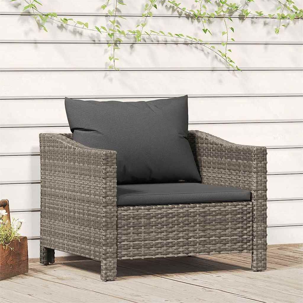 Vidaxl Sillón De Jardín Con Cojín De Ratán Sintético Gris_1