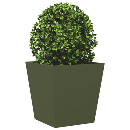 Jardineras 2 Unidades Acero Verde Oliva 40x40x40 Cm_3