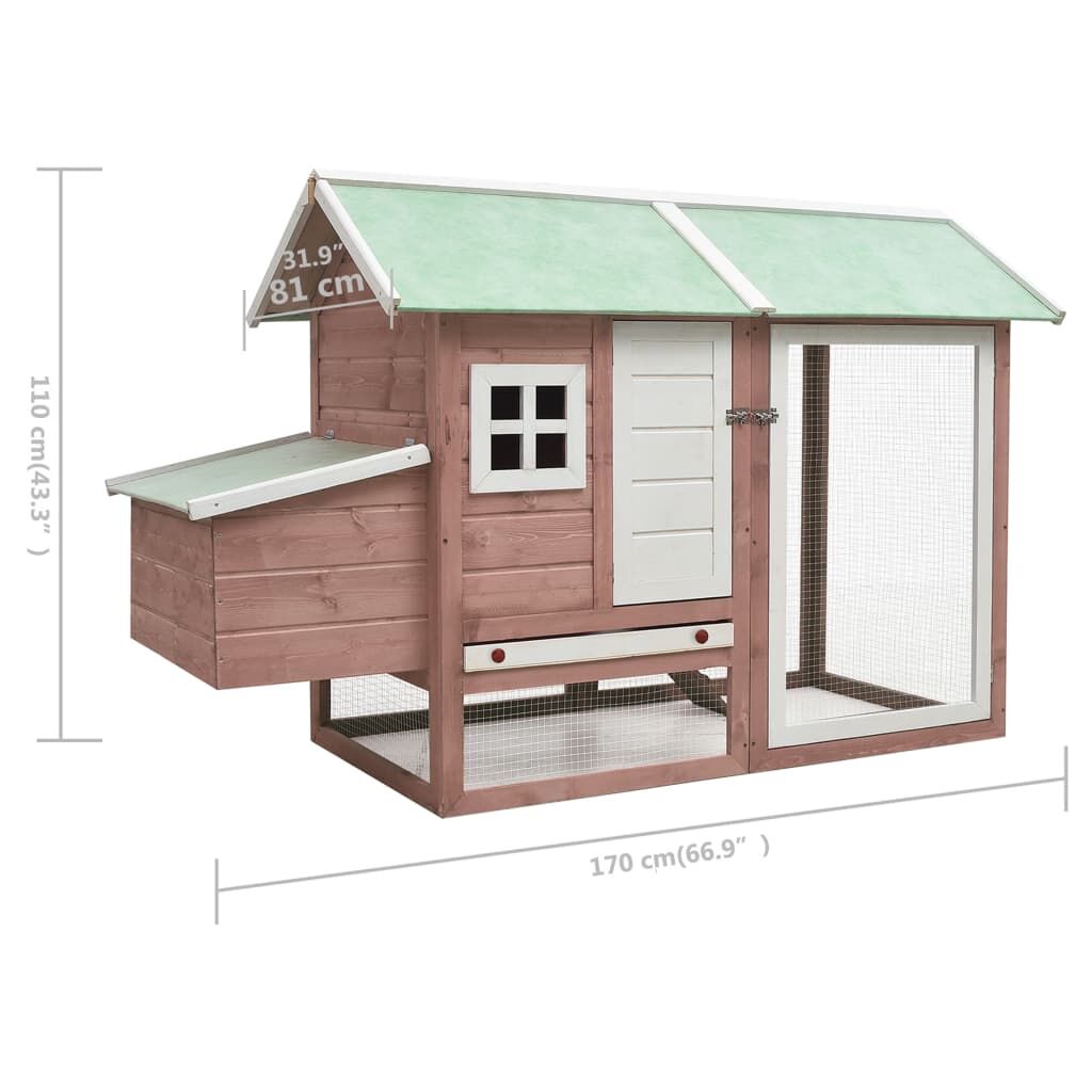 Vidaxl Gallinero Madera Maciza De Pino Y Abeto Moca 170x81x110 Cm_2
